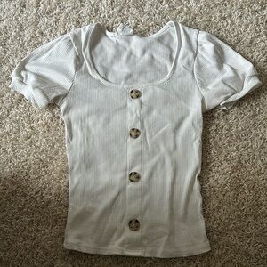 White Ribbed Short Sleeve